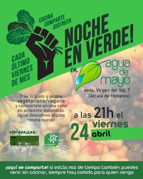 Cena vegetariana o vegana colaborativa para disfrutar de buena compañía y buenos alimentos sin sufrimiento animal